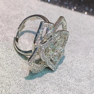 Rose Flower Stackable Rings for Women Wedding CZ Finger Rings Beads Charm Ring
