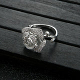 Rose Flower Stackable Rings for Women CZ Charm Ring Wedding Jewelry