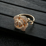 Rose Flower Stackable Rings for Women CZ Charm Ring Wedding Jewelry