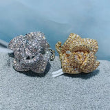 Rose Flower Stackable Rings for Women CZ Charm Ring Wedding Jewelry