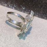 Rose Flower Stackable Rings for Women Wedding CZ Finger Rings Beads Charm Ring