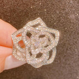 Rose Flower Stackable Rings for Women Wedding CZ Finger Rings Beads Charm Ring