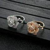 Rose Flower Stackable Rings for Women CZ Charm Ring Wedding Jewelry