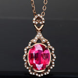 Rose Zircon Diamond Pendant Necklace for Women Choker Chain Jewelry