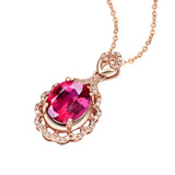 Rose Zircon Diamond Pendant Necklace for Women Choker Chain Jewelry