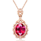 Rose Zircon Diamond Pendant Necklace for Women Choker Chain Jewelry