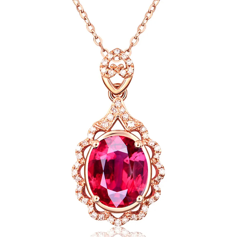 Rose Zircon Diamond Pendant Necklace for Women Choker Chain Jewelry