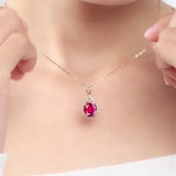 Rose Zircon Diamond Pendant Necklace for Women Choker Chain Jewelry