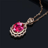 Rose Zircon Diamond Pendant Necklace for Women Choker Chain Jewelry