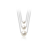 6MM/8MM/10MM Pearl Pendant Necklace 925 Silver Jewelry