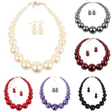 Pearl Necklace Earring Jewelry Sets Statement Choker Set
