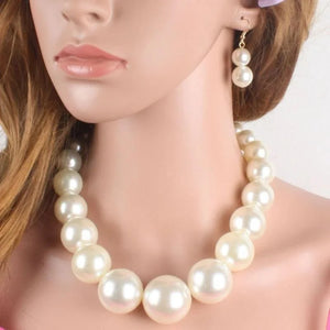 Pearl Necklace Earring Jewelry Sets Statement Choker Set