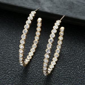 Statement Round CZ Big Hoop Earrings DUBAI Bridal E9499