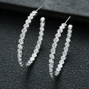 Statement Round CZ Big Hoop Earrings DUBAI Bridal E9499