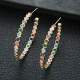 Statement Round CZ Big Hoop Earrings DUBAI Bridal E9499