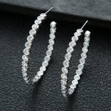 Statement Round CZ Big Hoop Earrings DUBAI Bridal E9499