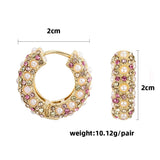Round Pearl Rhinestone Huggie Hoop Earrings for Women