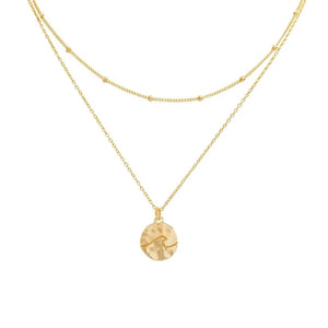 925 Sterling Silver Round Pendant Necklace Double Chain Fine Jewelry