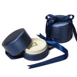 Round Pu Jewelry Box with Ribbon Pendant Ring Wedding Anniversary