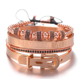 Royal King Belt Bracelet Set Stainless Steel Roman Bangle Braided Bracelets