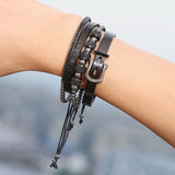 Royal King Belt Bracelet Set Stainless Steel Roman Bangle Braided Bracelets
