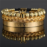 Royal King Crown Bracelet Set For Men Stainless Steel Bangle Macrame