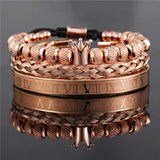 Royal King Crown Bracelet Set For Men Stainless Steel Bangle Macrame