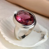 Ruby Crystal Zircon Ring Red Rhinestone Wedding Party Promise Jewelry