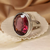 Ruby Crystal Zircon Ring Red Rhinestone Wedding Party Promise Jewelry