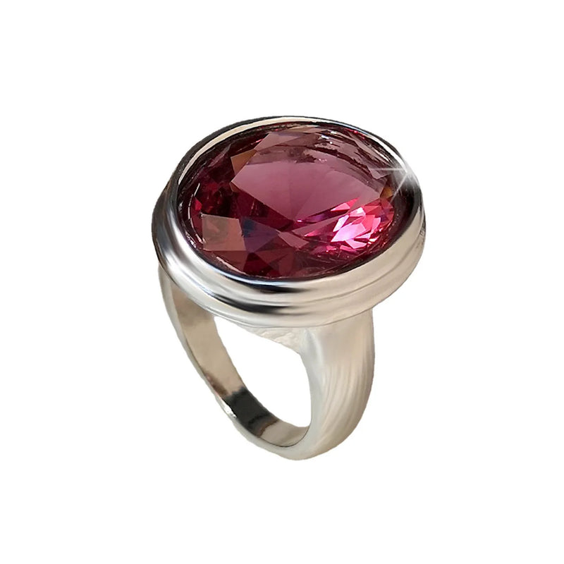 Ruby Crystal Zircon Ring Red Rhinestone Wedding Party Promise Jewelry