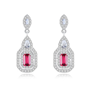 925 Silver Ruby Gemstone Long Earrings for Women
