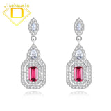 925 Silver Ruby Gemstone Long Earrings for Women