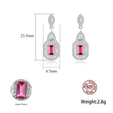 925 Silver Ruby Gemstone Long Earrings for Women