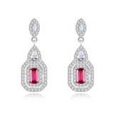 925 Silver Ruby Gemstone Long Earrings for Women
