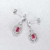 925 Silver Ruby Gemstone Long Earrings for Women