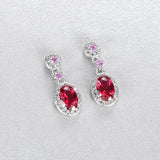 Ruby Gemstone Stud Earrings 925 Sterling Silver Red Crystal Fine Jewelry