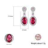 Ruby Gemstone Stud Earrings 925 Sterling Silver Red Crystal Fine Jewelry