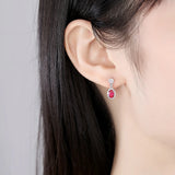 Ruby Gemstone Stud Earrings 925 Sterling Silver Red Crystal Fine Jewelry
