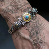 S925 Double Pixiu Jiugong Silver Bangles Retro Men and Women Couple Gift Bangle