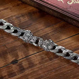 Leopard Braided Double Leopard Head Bangle Vintage Silver Bangle