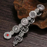 S925 Silver Ethnic Style Buddhist Eight Treasures Bracelet