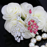 S925 Silver Drop Earring Water Pear CZ Dangles Earrings Women Bridal Wedding
