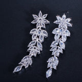 S925 Silver Earring Marquise CZ Dangle Drop Brides Wedding Jewelry