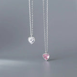 S925 Silver Heart Zircon Pendant Necklace Party Gift YMN227