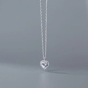 S925 Silver Heart Zircon Pendant Necklace Party Gift YMN227