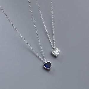 S925 Silver Heart Zircon Pendant Necklace Party Gift YMN227
