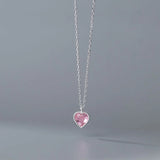 S925 Silver Heart Zircon Pendant Necklace Party Gift YMN227