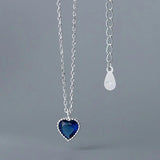 S925 Silver Heart Zircon Pendant Necklace Party Gift YMN227