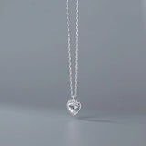 S925 Silver Heart Zircon Pendant Necklace Party Gift YMN227