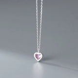 S925 Silver Heart Zircon Pendant Necklace Party Gift YMN227